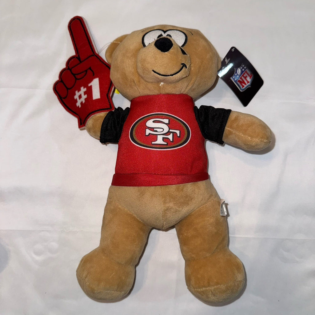 NEW San Francisco 49ers #1 Fan 12" Teddy Bear Plush with Foam Finger NFL