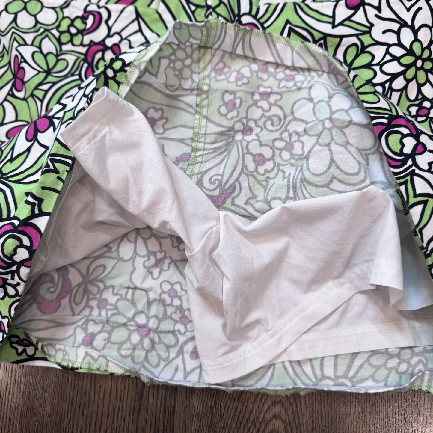 Liz Golf Women’s Floral Skort Size 14 Green Pink White Cotton Stretch