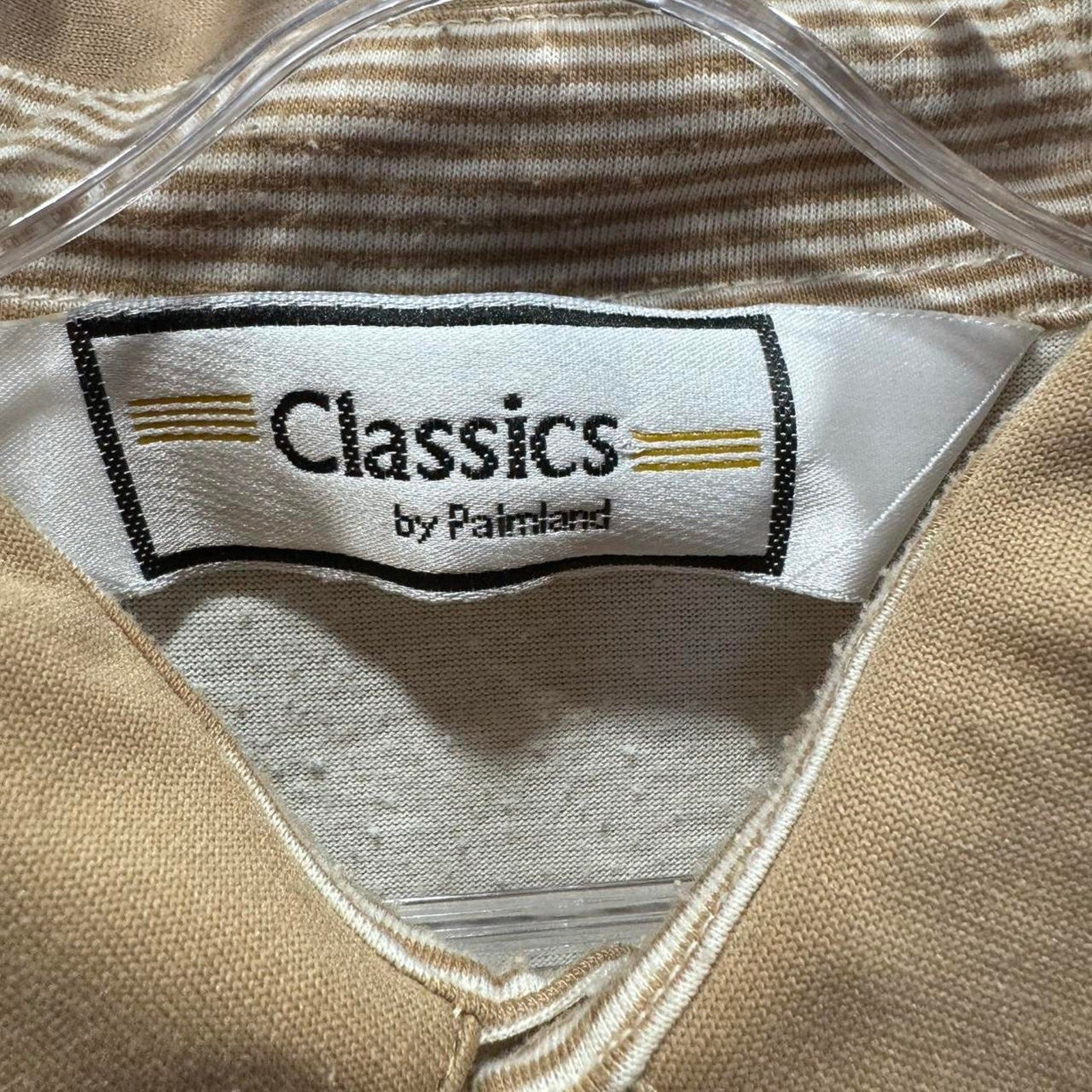 Classics by Palmland Vintage 90s Streetwear Collared Cream Tan polo Size XL