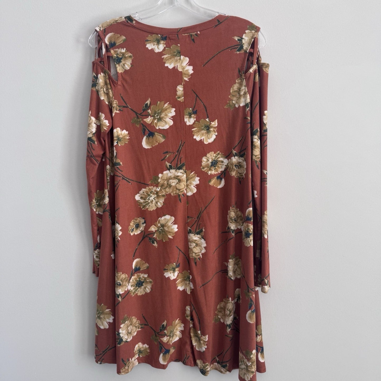 Altard State Floral Dress Medium Rust Cold Shoulder Long Sleeve