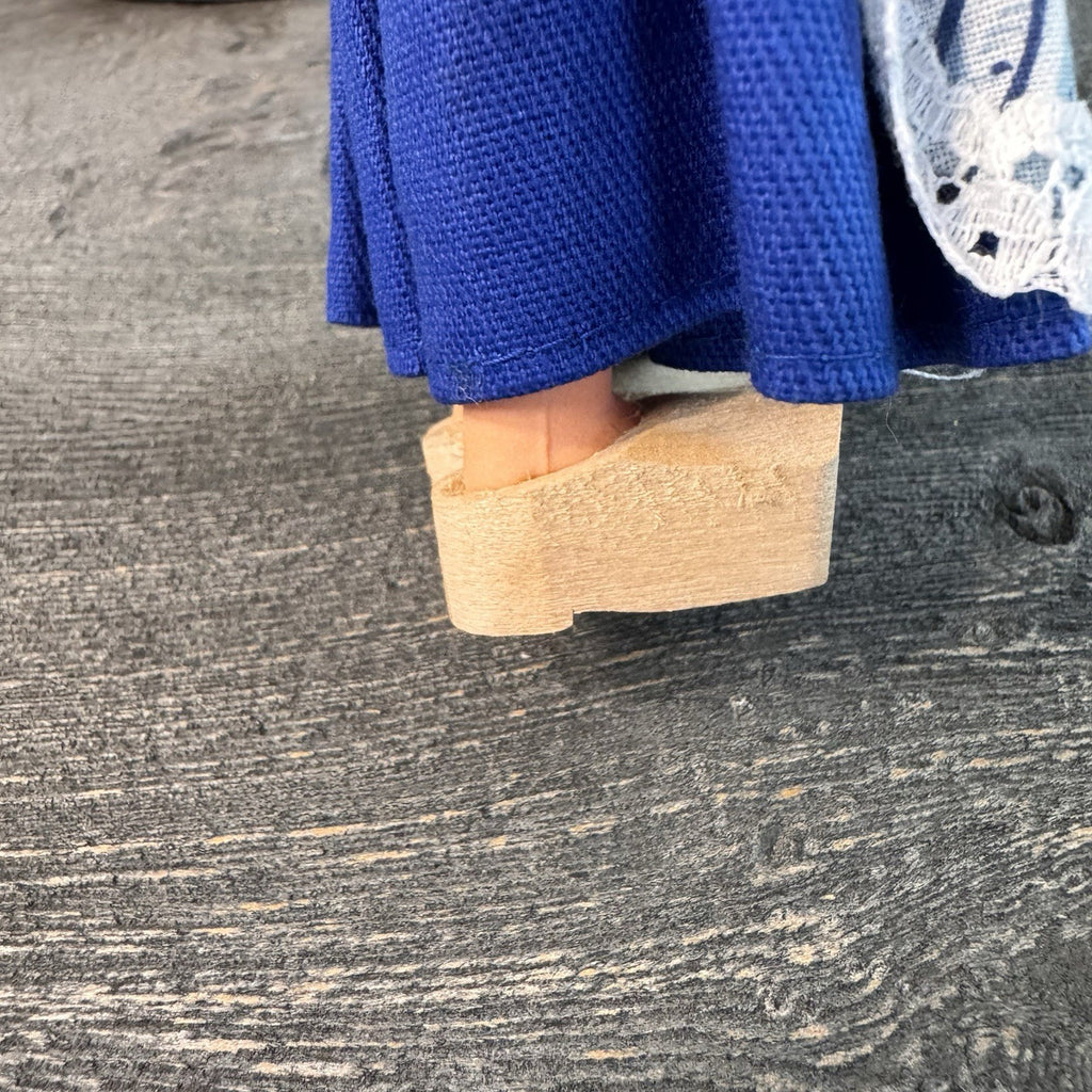 Vintage Dutch Girl Doll 7" Blonde Braids Wooden Clogs Windmill Dress Yoke