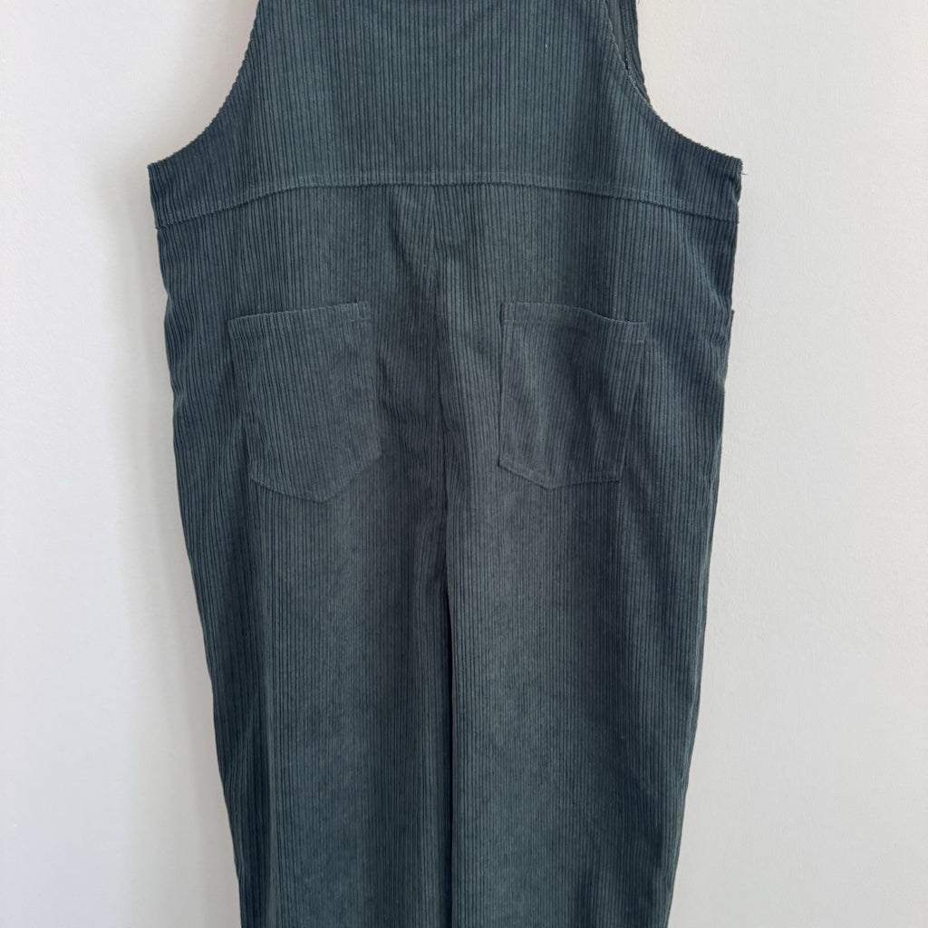 Pink Lily Hunter Green Corduroy Overalls Size Small Retro Boho Adjustable
