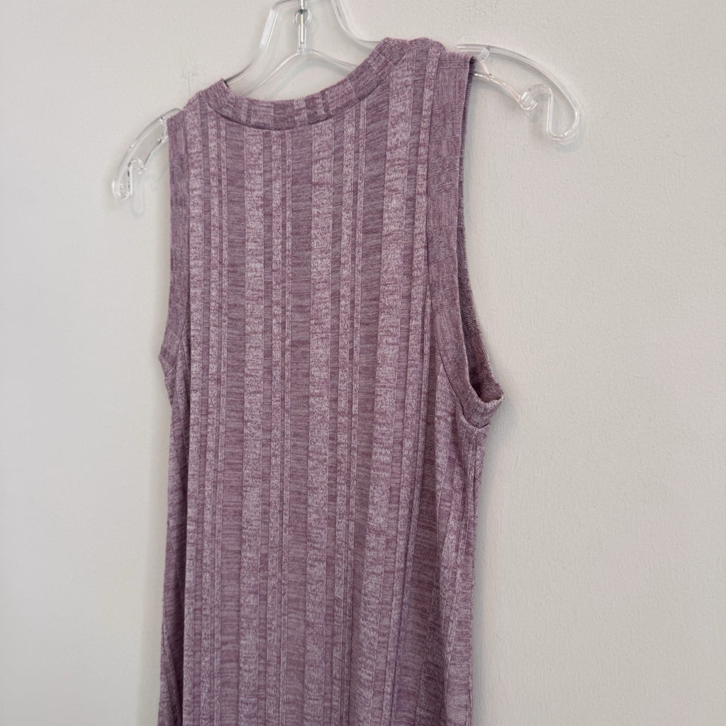 GAP Women's XS Amethyst Purple Ribbed Sleeveless Chevron Knit Midi Dress Heather