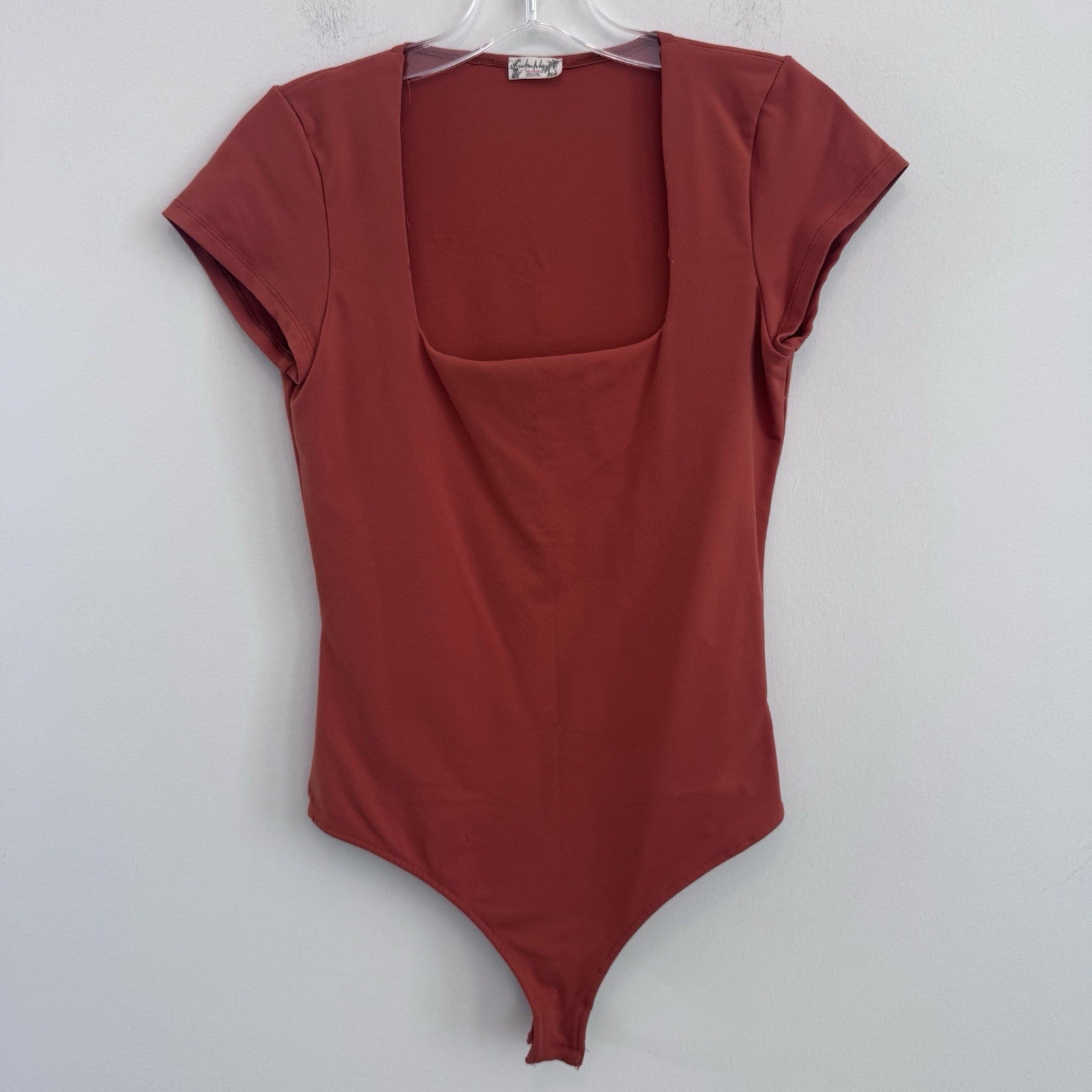 Free People Intimately Bodysuit XS Rust Orange Square Neck Stretch Top