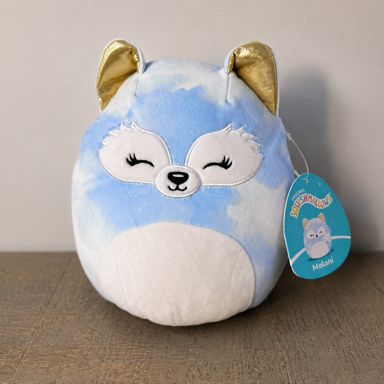 Squishmallows Melani Blue Fox 8” Plush Gold Ears Original Hang Tags Jazwares