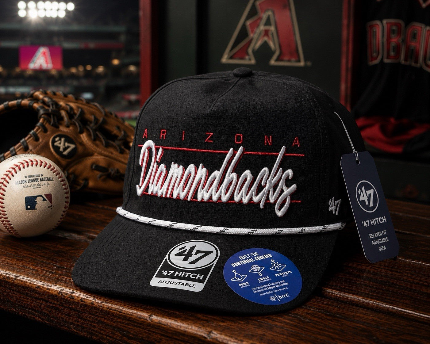 Arizona Diamondbacks ’47 Hitch Adjustable Hat Cap Black MLB Snapback NWT