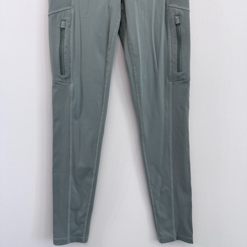 Forever 21 Active Leggings Women M Green Cargo Pocket Zip Athleisure