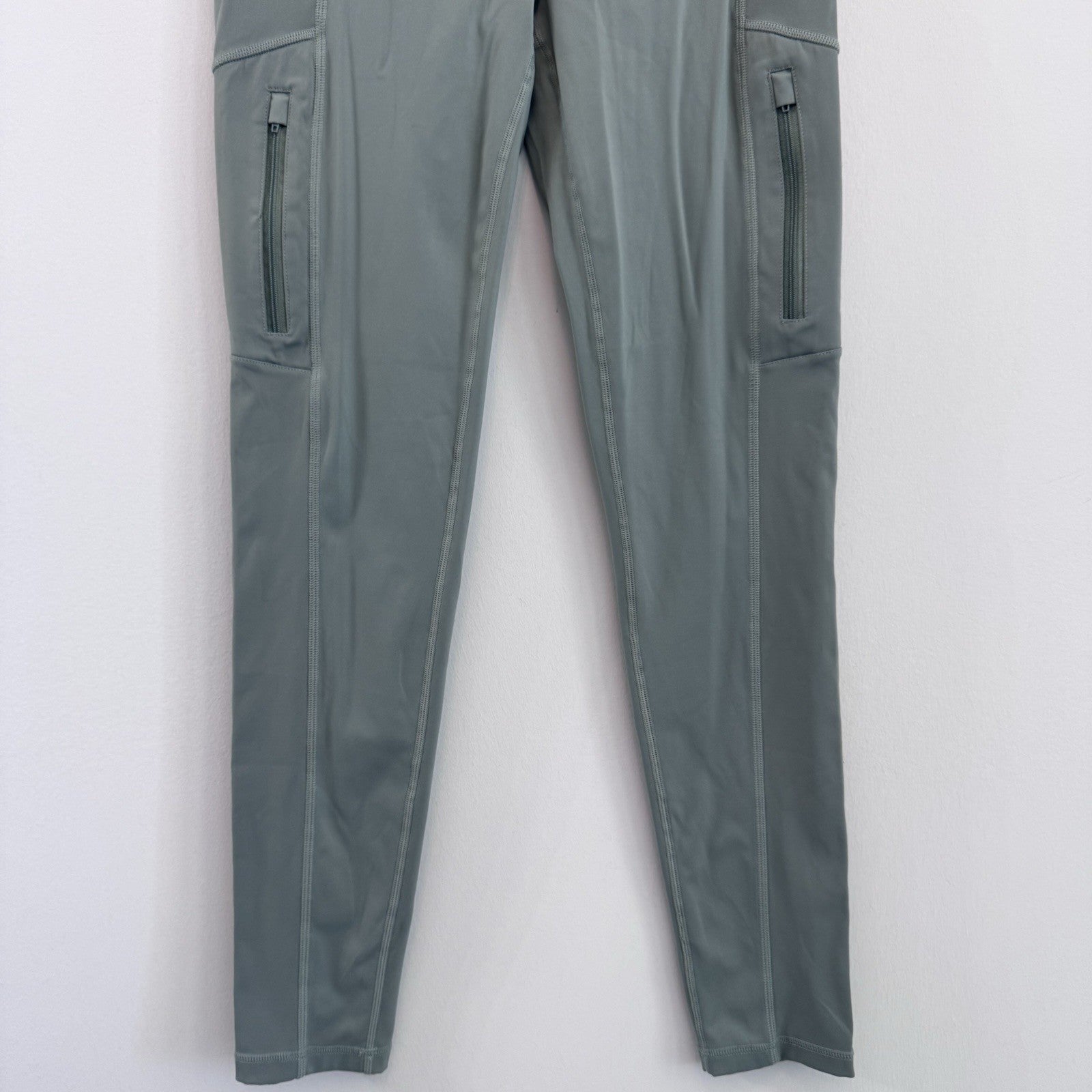 Forever 21 Active Leggings Women M Green Cargo Pocket Zip Athleisure