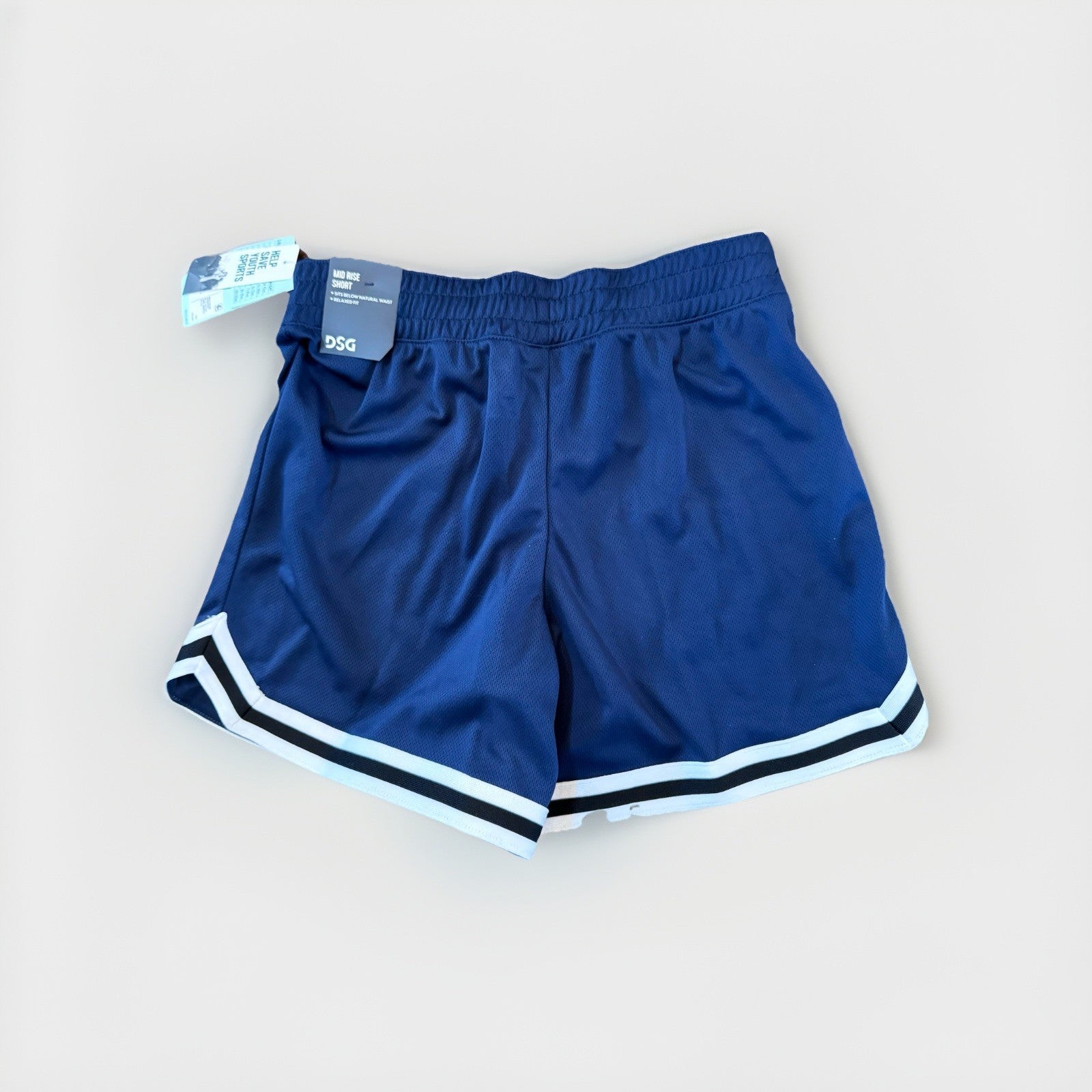 DSG Girls Navy Mesh Athletic Shorts Size L Mid Rise Relaxed Fit NWT