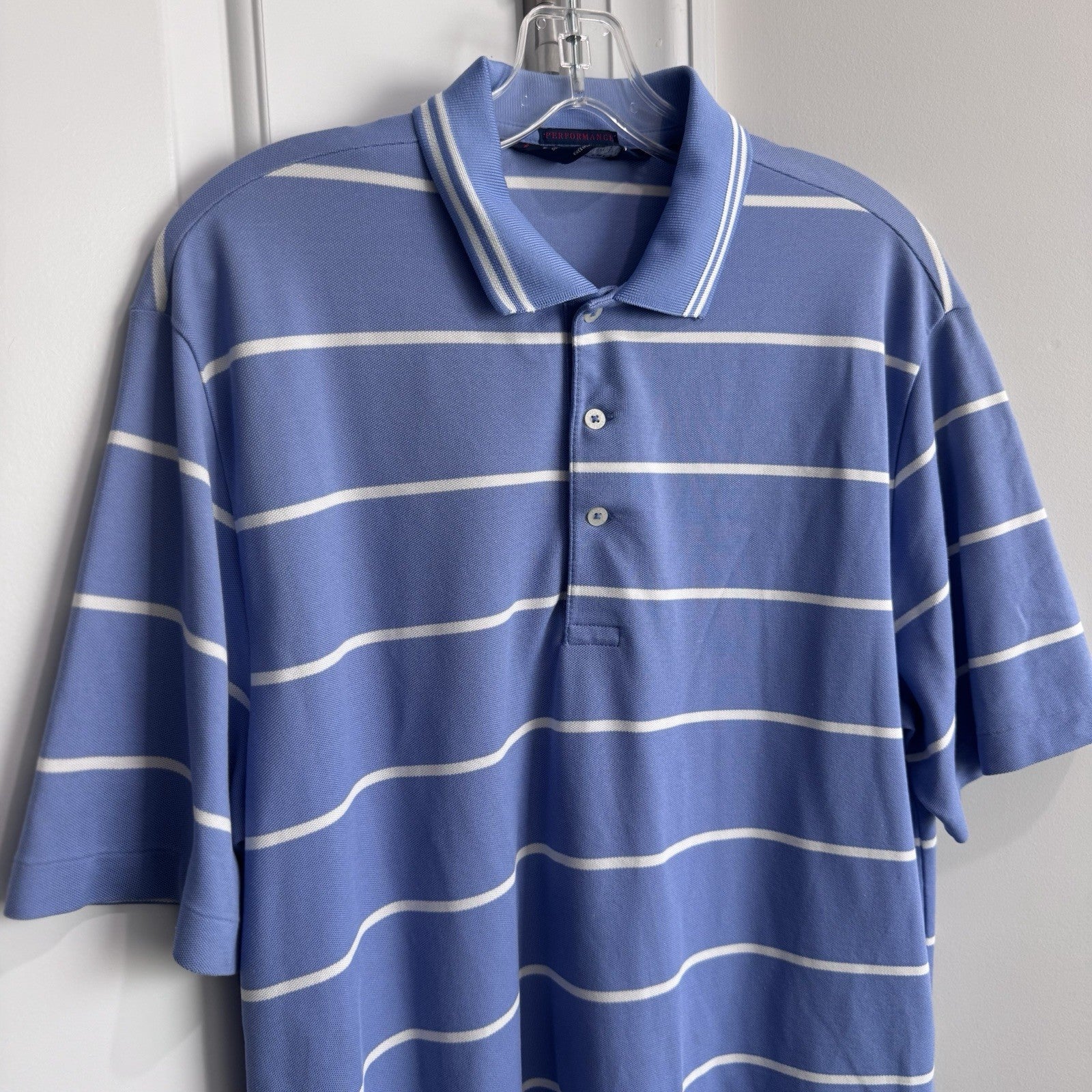 Polo Golf Ralph Lauren Performance Blue White Stripe Polo Shirt Men’s M