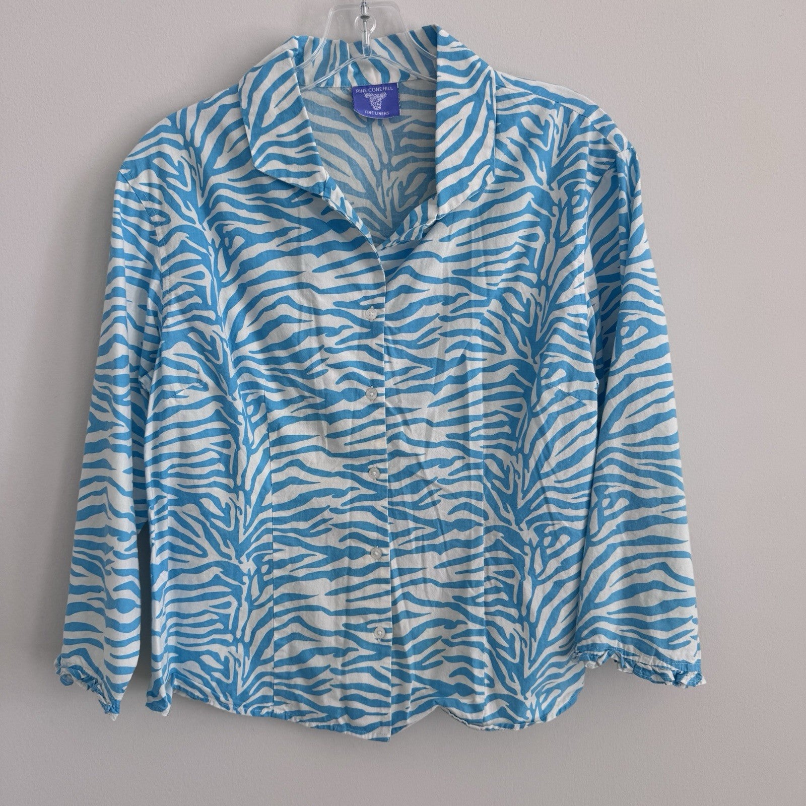 Pine Cone Hill Small Blue Zebra Print Cotton Blouse India