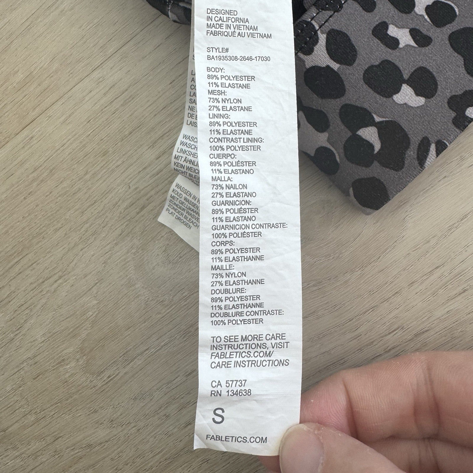 Fabletics Sports Bra Women Small Gray Black Leopard Print Racerback