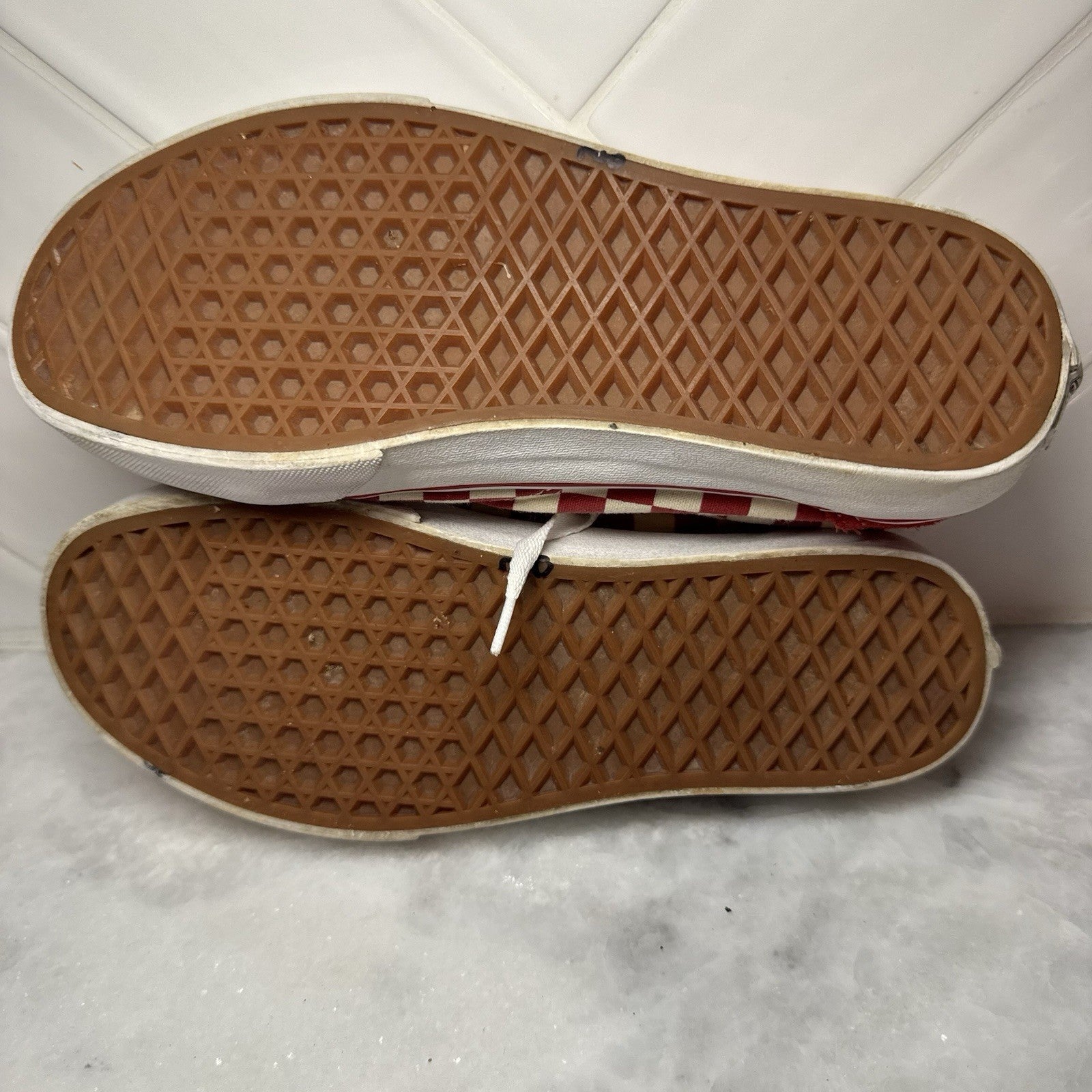Vans Old Skool Checkerboard Red White Suede Canvas Men 5.5 Women 7