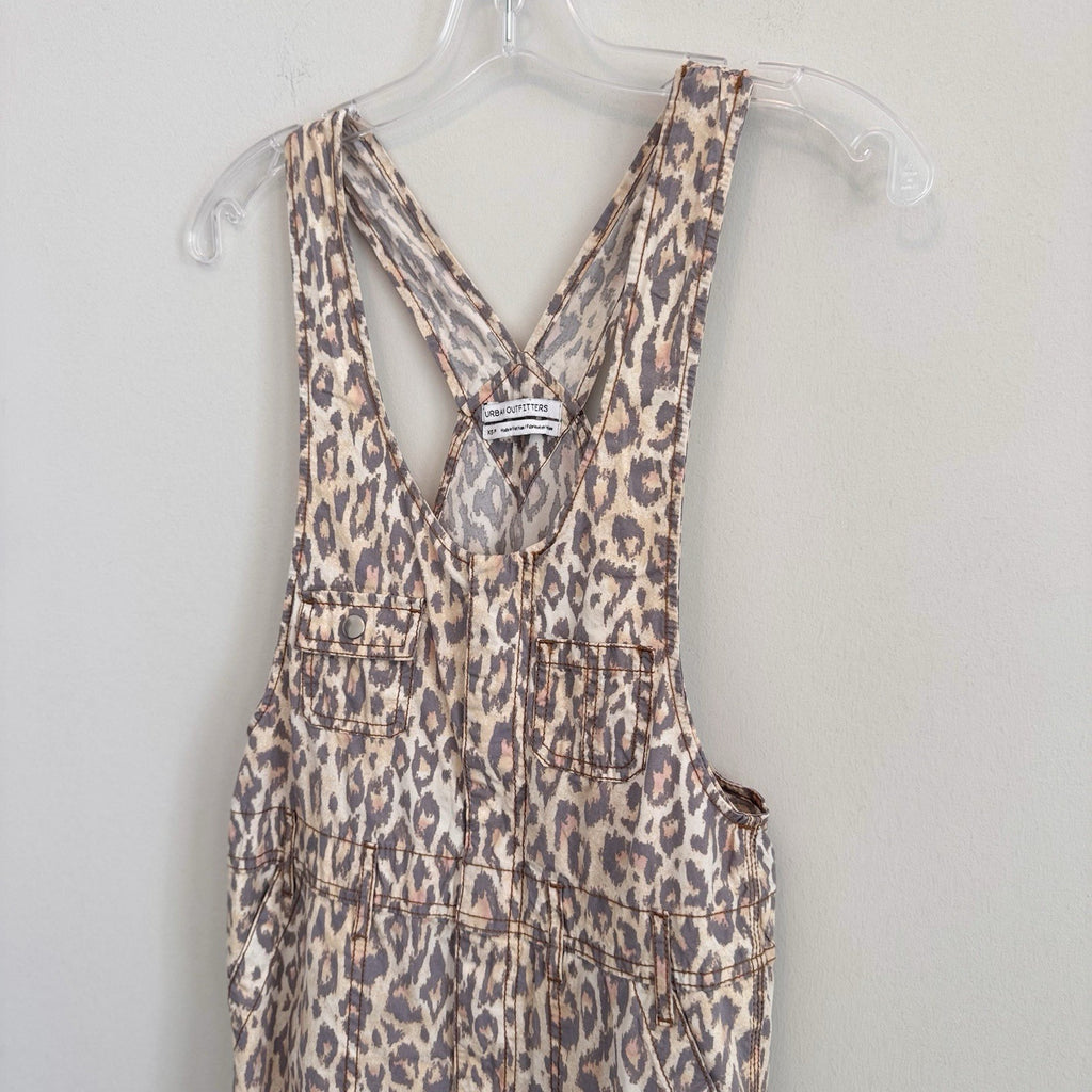 Urban Outfitters Leopard Print Overalls XS Canvas Carpenter Jumpsuit Y2K Street
