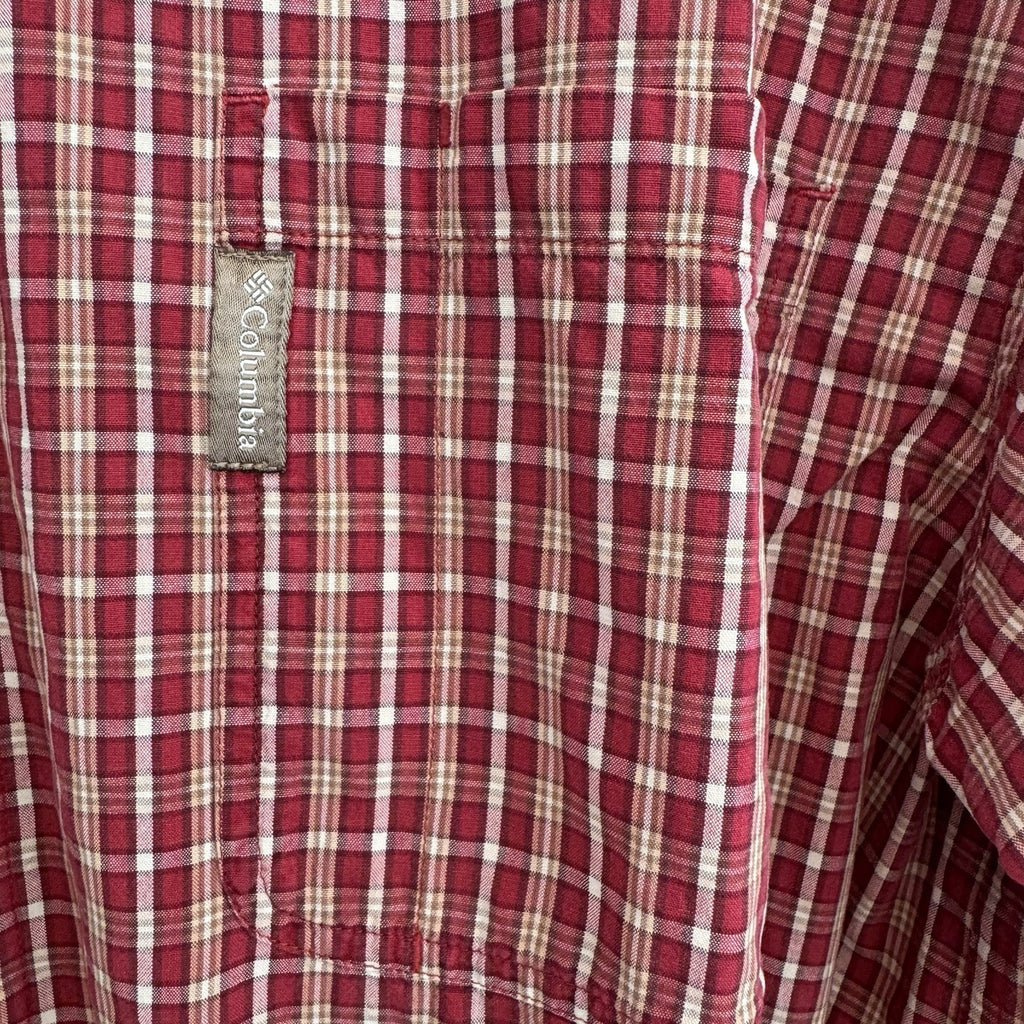 Columbia Plaid Button Down Shirt Mens XLT Red Cotton Long Sleeve Outdoor