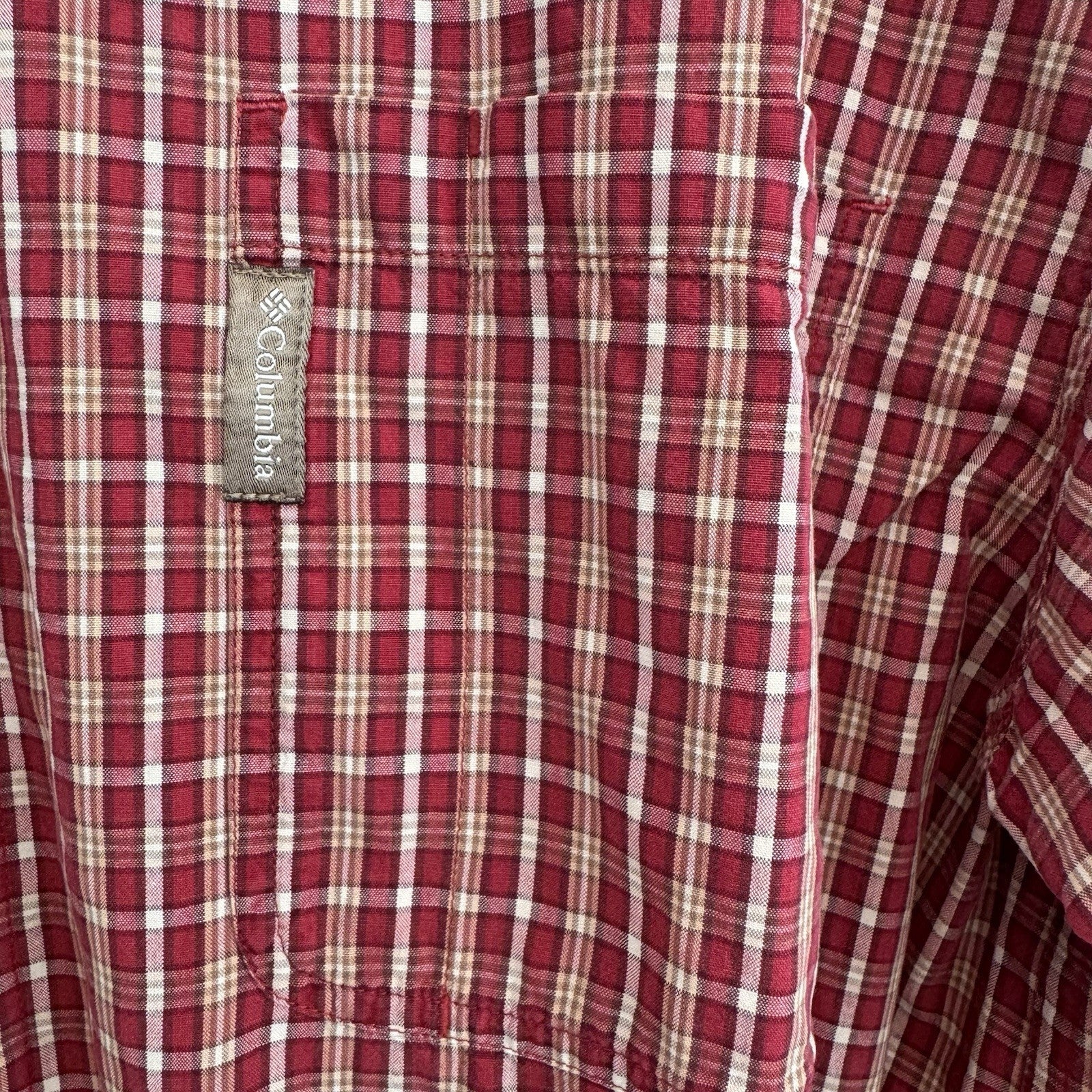 Columbia Plaid Button Down Shirt Mens XLT Red Cotton Long Sleeve Outdoor