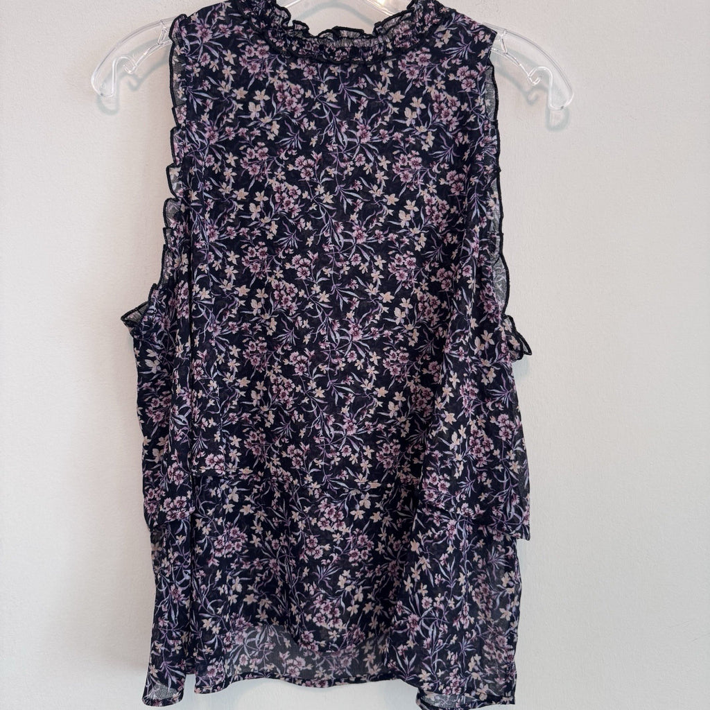 AE American Eagle Floral Ruffle Sleeveless Blouse Top Women XL Boho