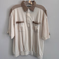 Vintage Classics by Palmland Mens XL Banded Bottom Polo Shirt Cream Brown