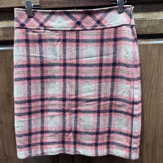L.L. Bean Favorite Fit Plaid Wool Skirt - Size 6 Petite