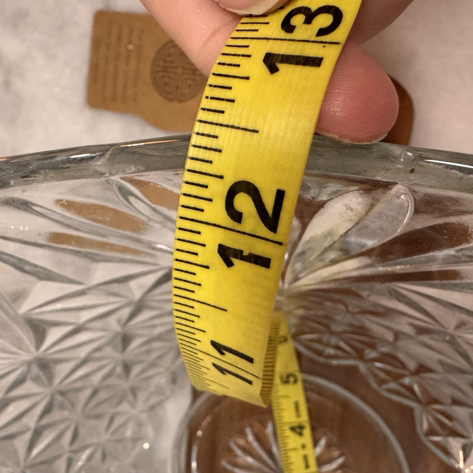 Vintage Cut Glass Bowl Starburst Pattern Clear Serving Dish Anchor Hocking