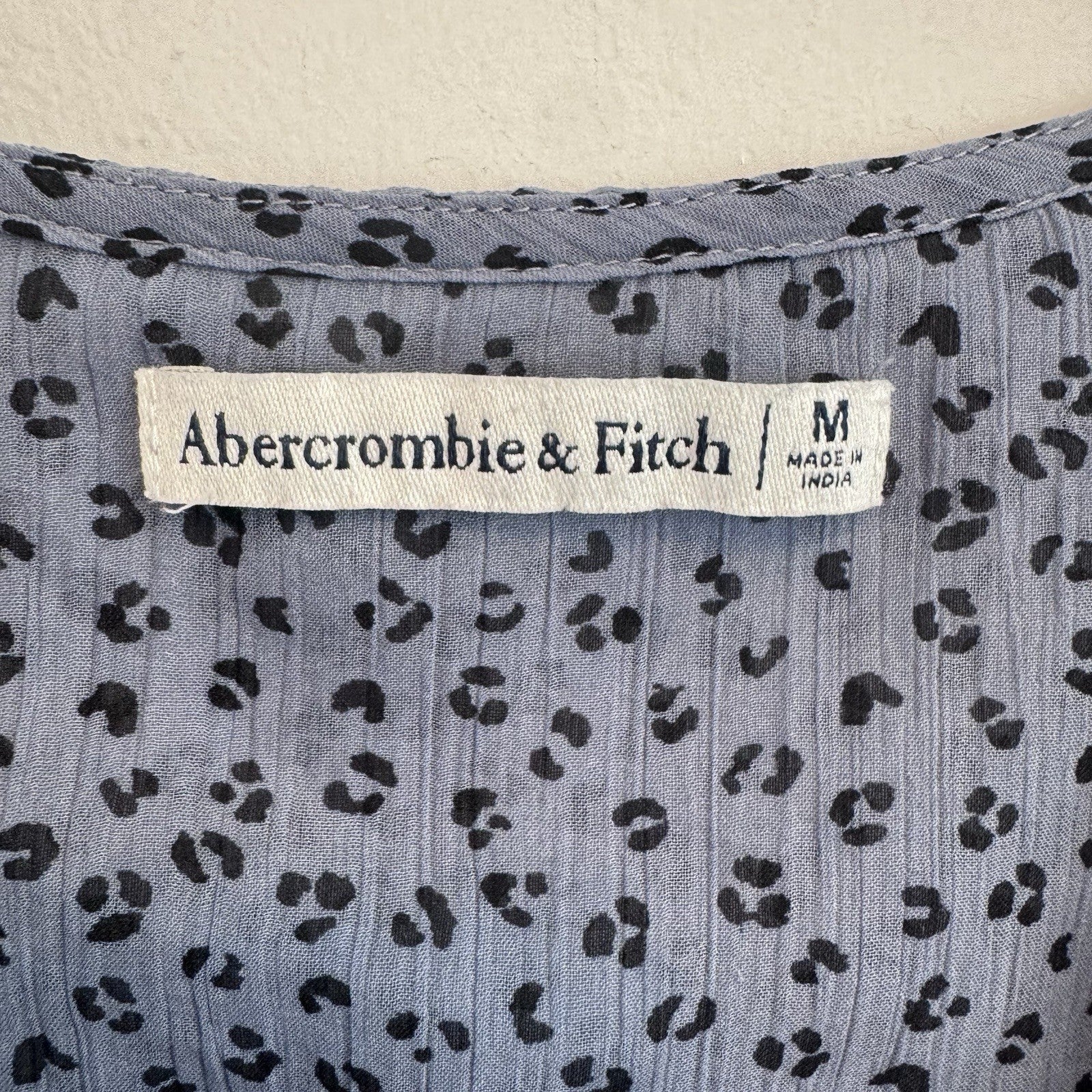 Abercrombie & Fitch Bodysuit Top M Blue Leopard Print Long Sleeve