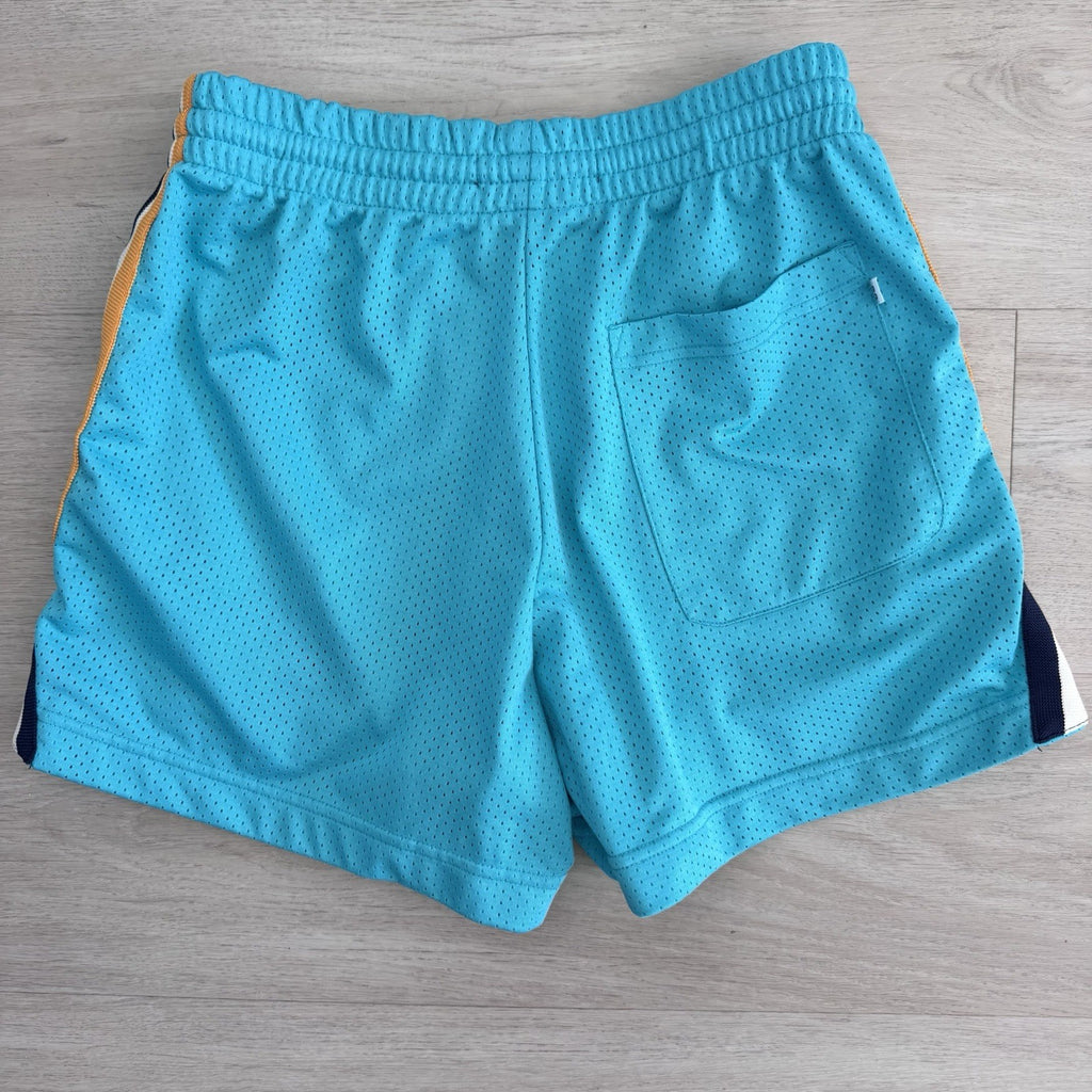 Urban Outfitters Mesh Shorts Small Teal Drawstring Stripe Retro Athletic