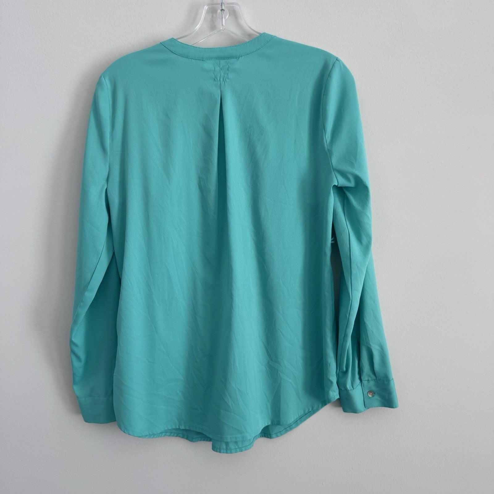 Motherhood Maternity Teal V Neck Blouse S Long Sleeve Button Front