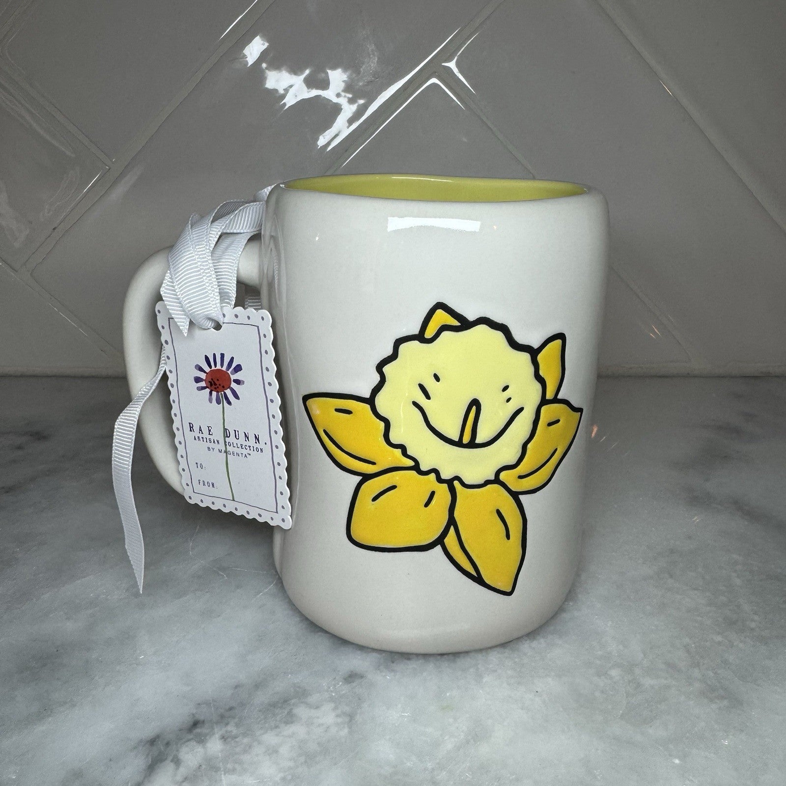 Rae Dunn MOM Daffodil Mug Yellow Floral Coffee Cup New w/ Tag Flower NEW
