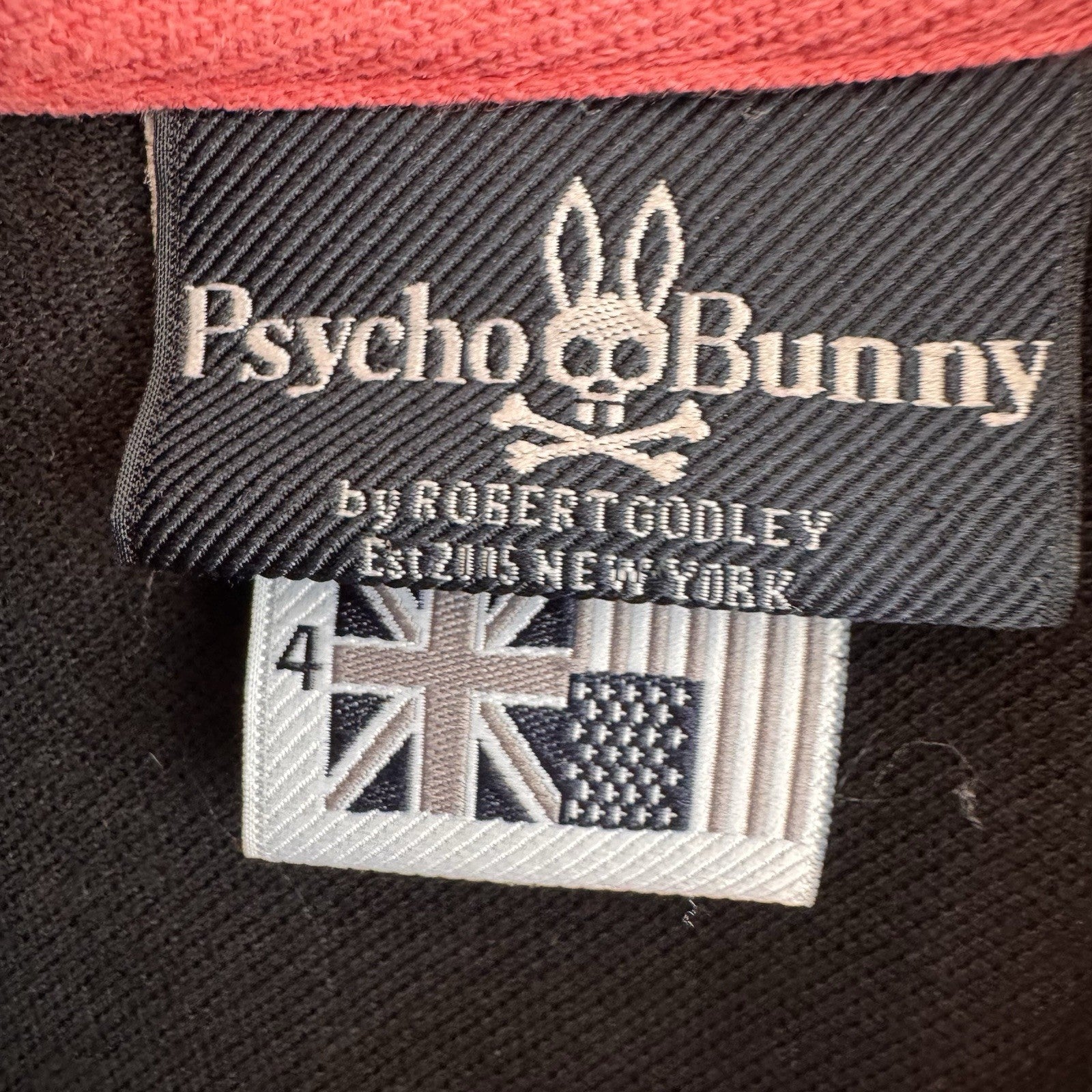 Psycho Bunny Polo Shirt Black Pima Cotton Skull Bunny Logo Mens 4 Men’s