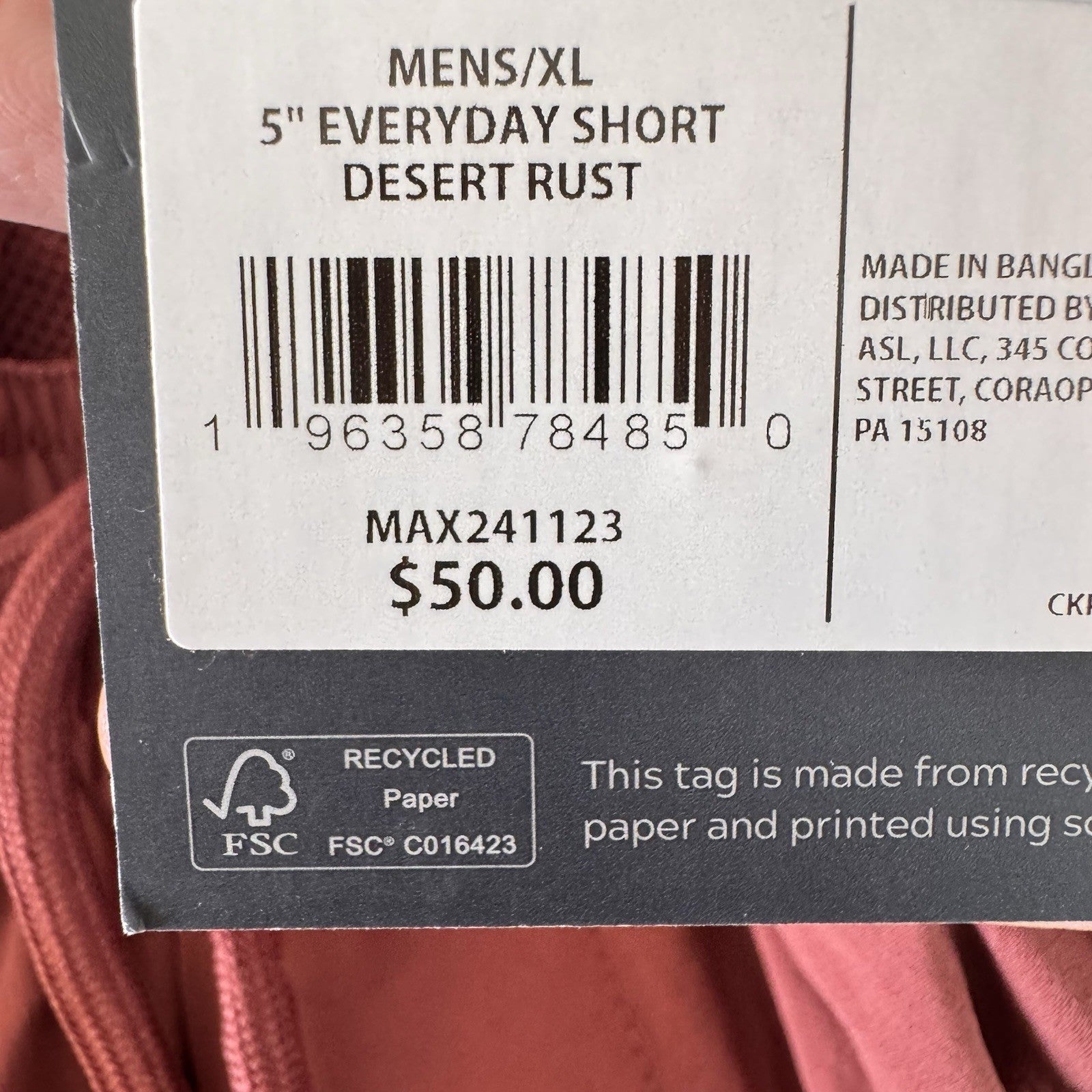 VRST Men's XL 5" Everyday Short Desert Rust NWT Relaxed Fit Athletic