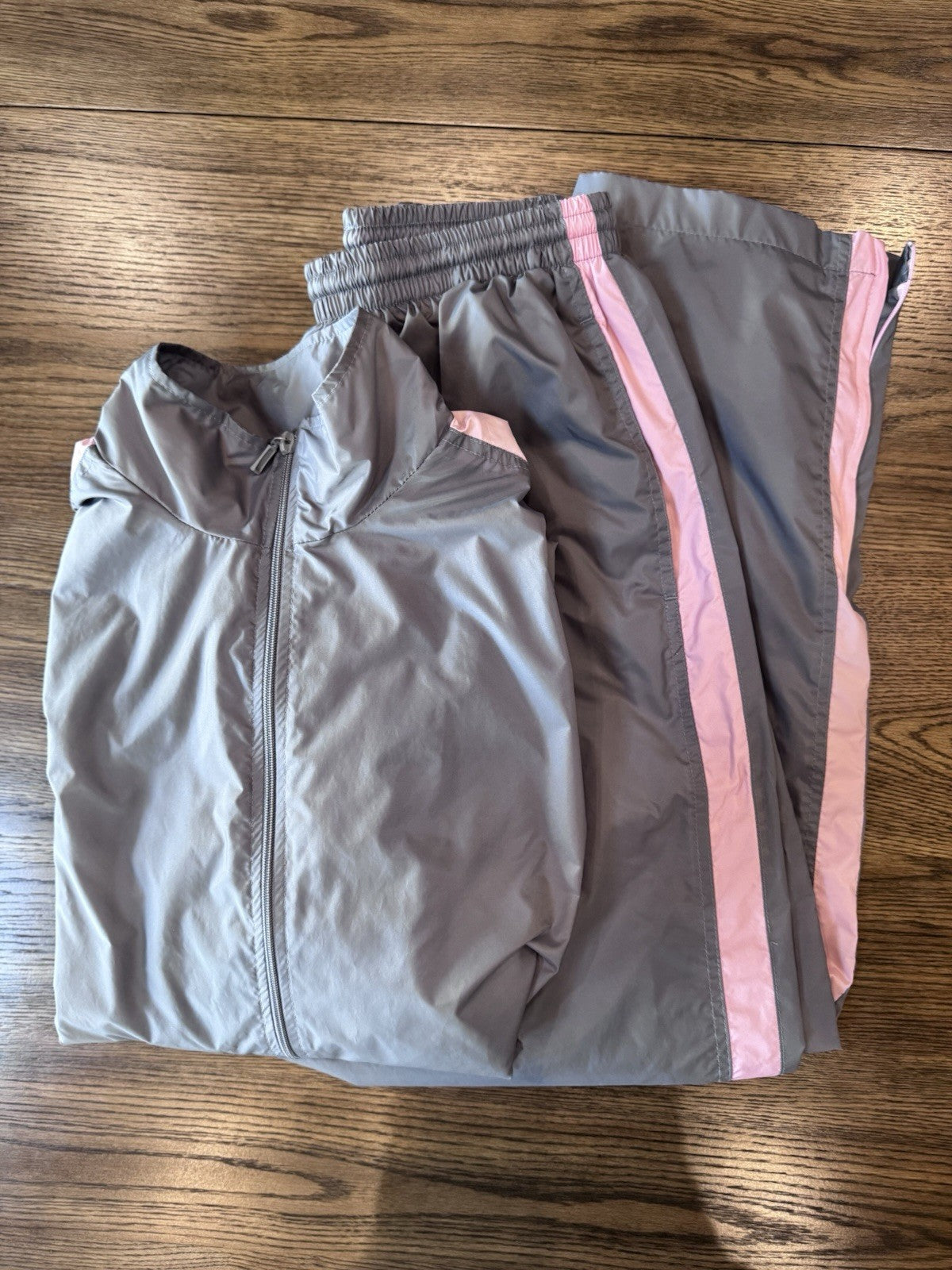 Vintage Wilson Windbreaker Tracksuit Set Gray Pink Nylon L Jacket Pants VTG