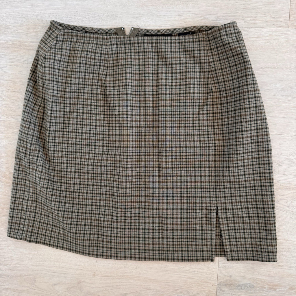 Vintage Y2K Express Plaid Pencil Skirt Brown Academic Career 5/6 Women’s