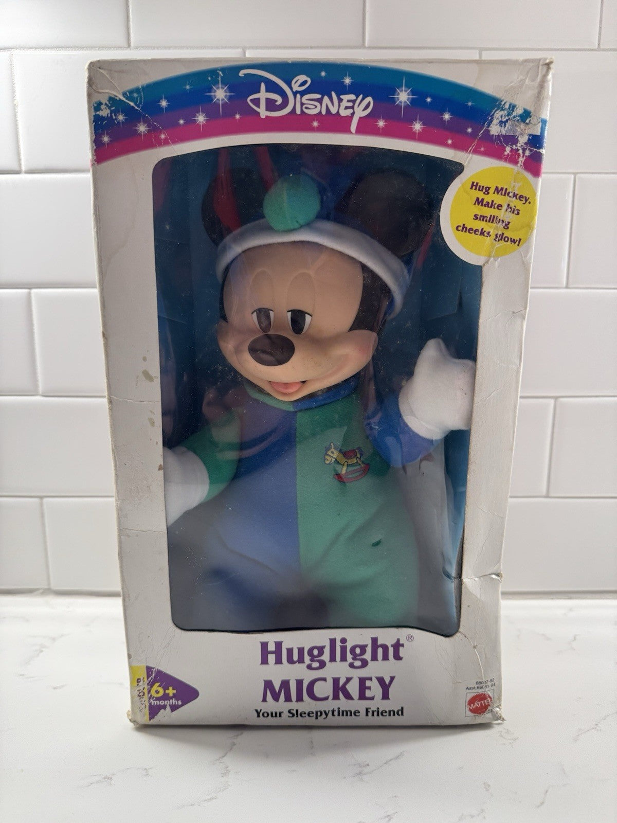 Vintage Huglight Mickey Mouse 13" Plush Toy Mattel Sleepytime Friend Glow NEW
