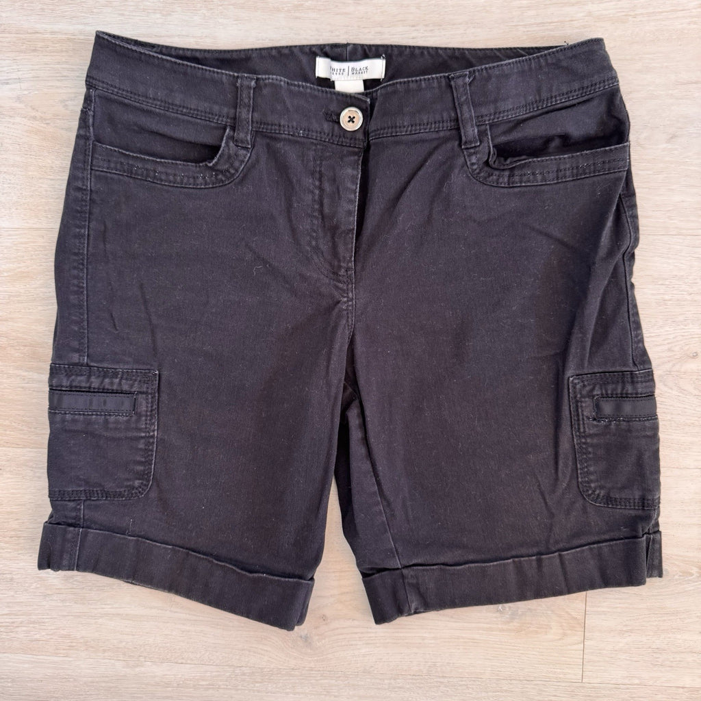 White House Black Market Cargo Shorts Womens 4 Black Stretch Cuffed
