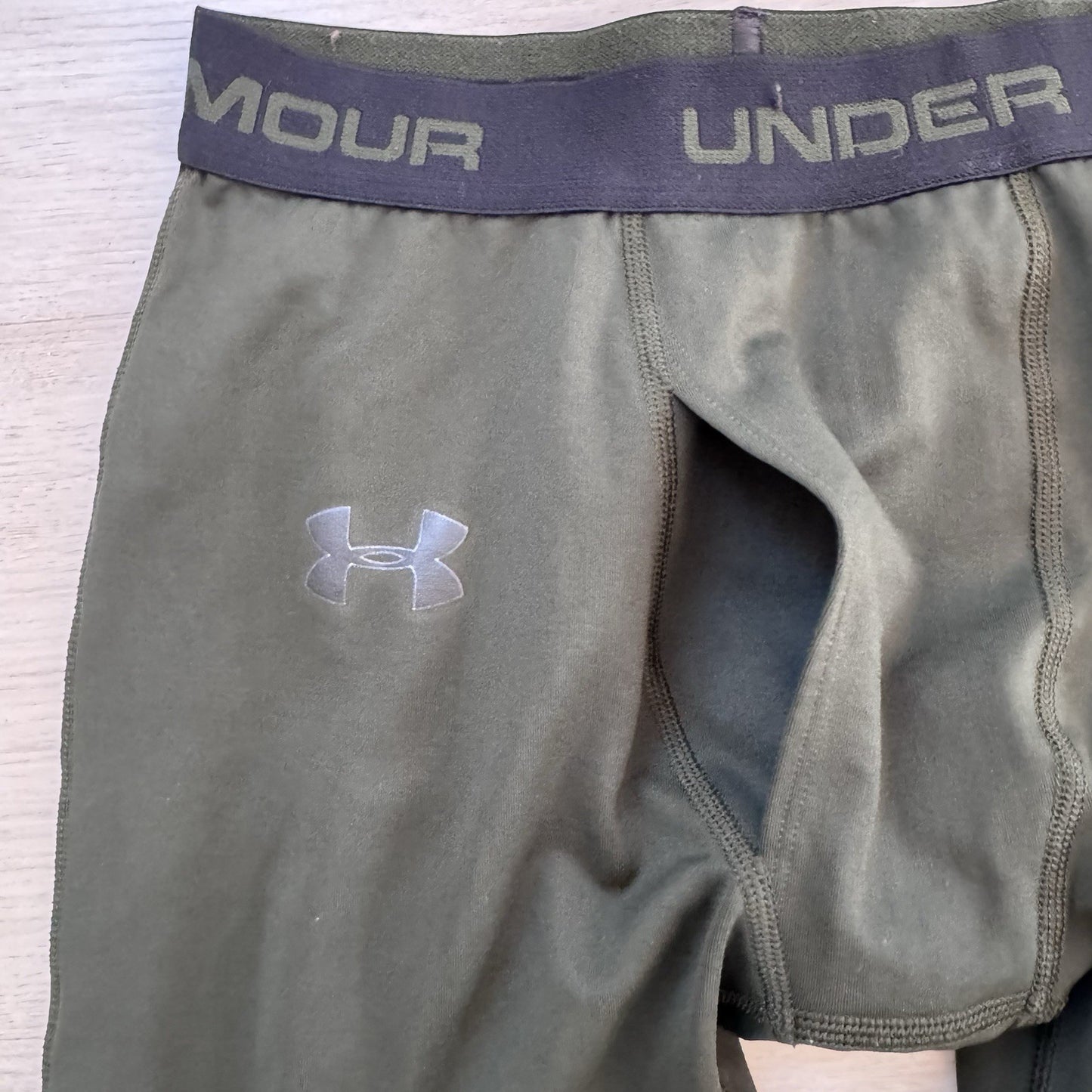 Under Armour ColdGear Mens Small Green Compression Leggings Fitted Thermal