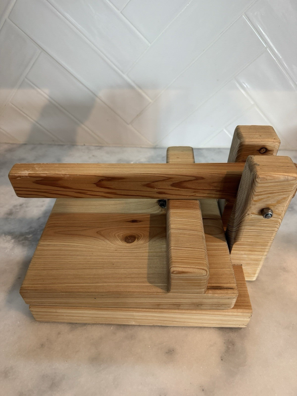 Rare Handmade Mexican Wooden Tortilla Press Rustic Cocina Artisanal 9.5x10.5