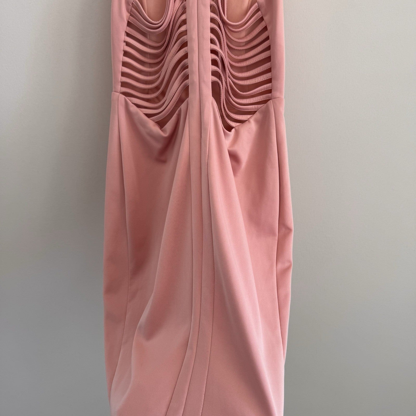 ENTRY Women's Large Dusty Rose Pink Cage Back Bodycon Dress Sexy Party Club