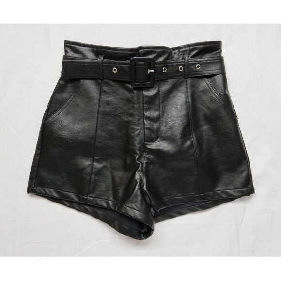Altar'd State NWT Small Black faux leather shorts with belt #fauxleather #shorts