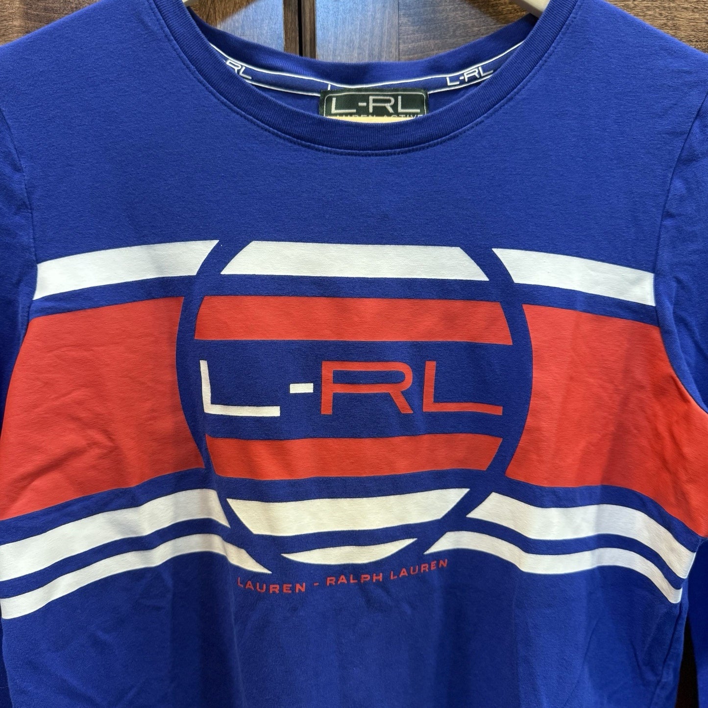 Lauren Active Ralph Lauren Blue Logo Long Sleeve Shirt Size L Cotton Blend