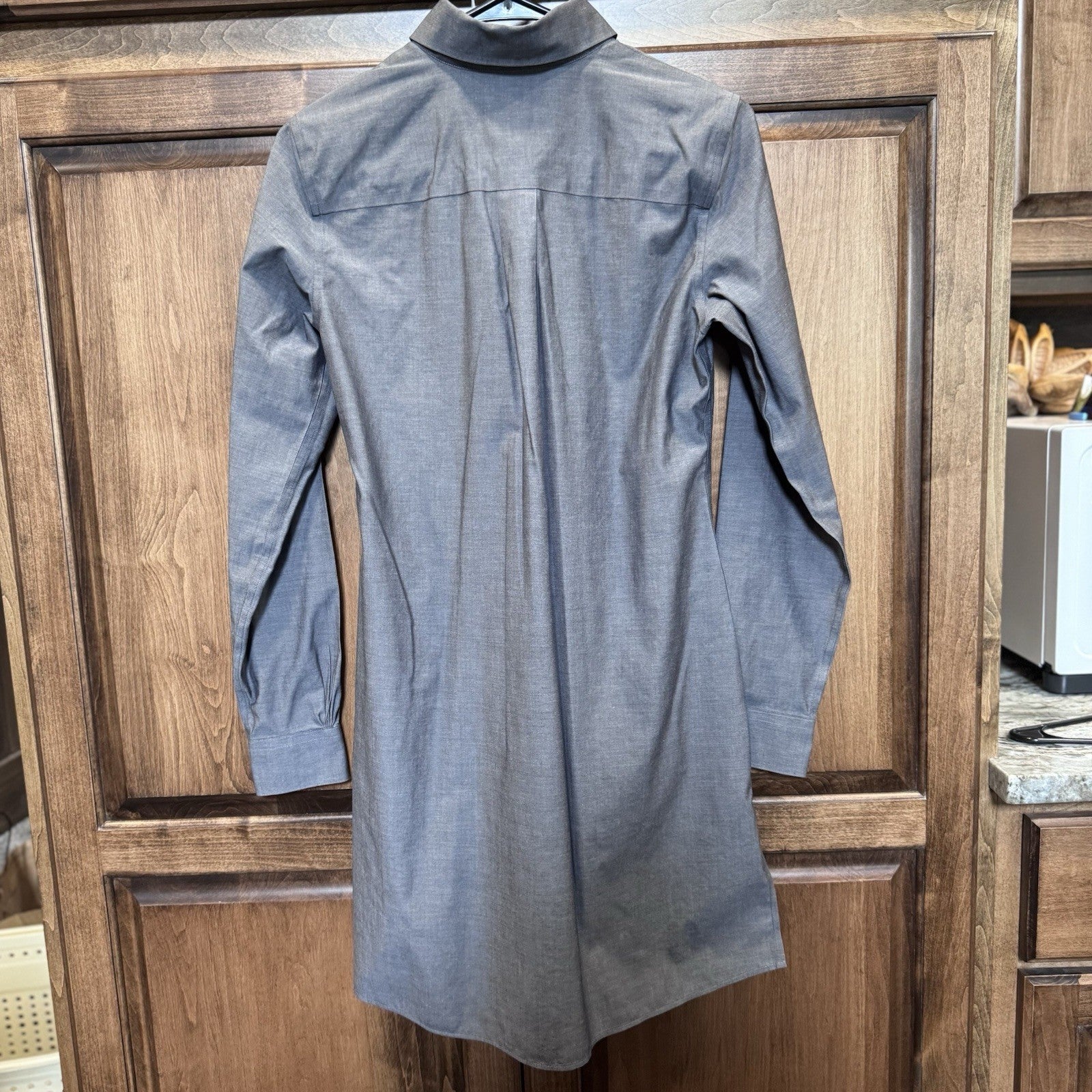 Brooks Brothers Women’s Fitted Button-Down Shirt Dress Gray Size 4 Non-Iron