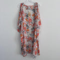 American Rag Floral Kimono Duster Medium Boho Sheer Peach Open Front