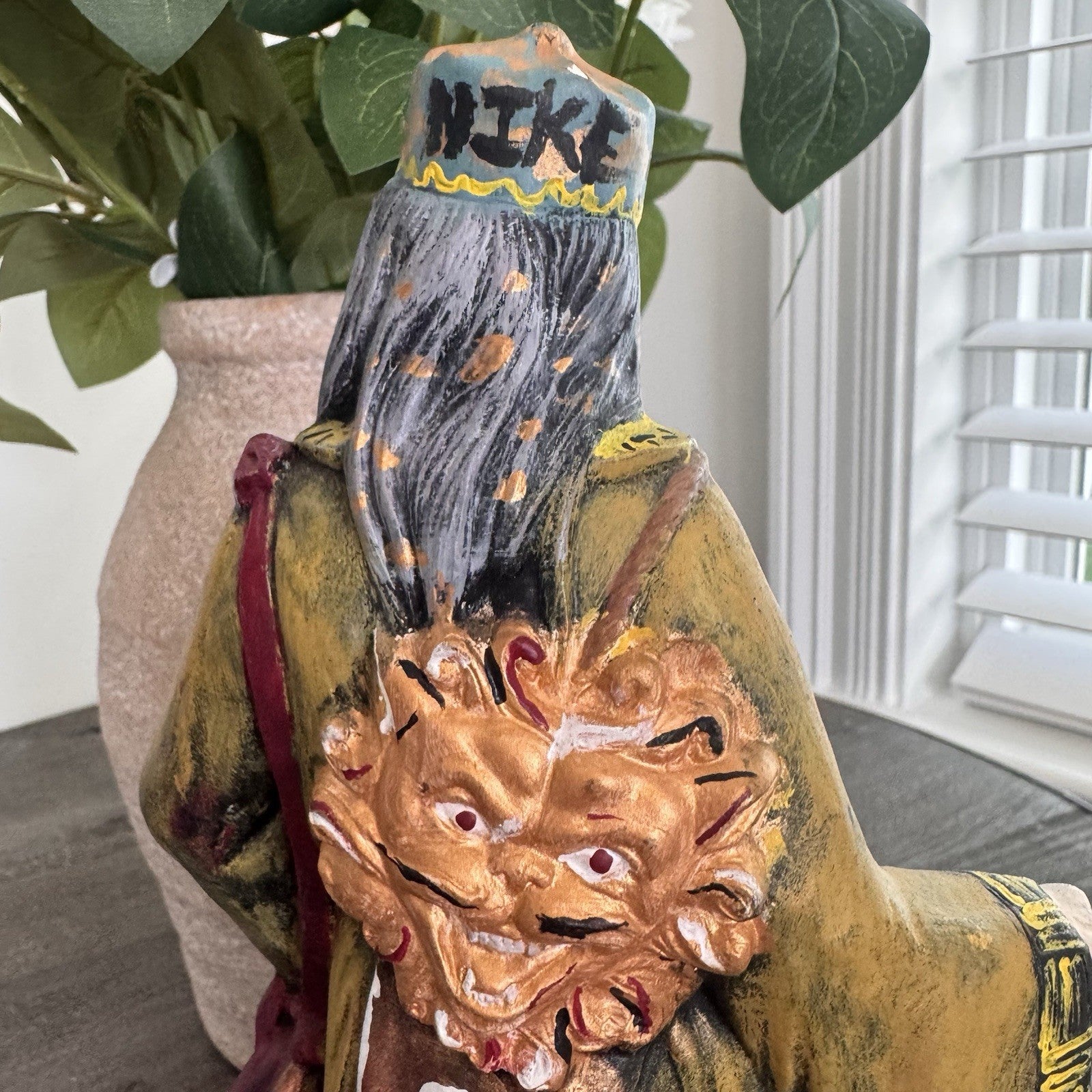 Vintage Oriental Wizard Figurine Wise Man Yin Yang Immortals Chinoiserie 9"