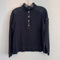 Lauren Ralph Lauren Ribbed Henley Sweater L Black RLL Logo Snap Top  Women’s 