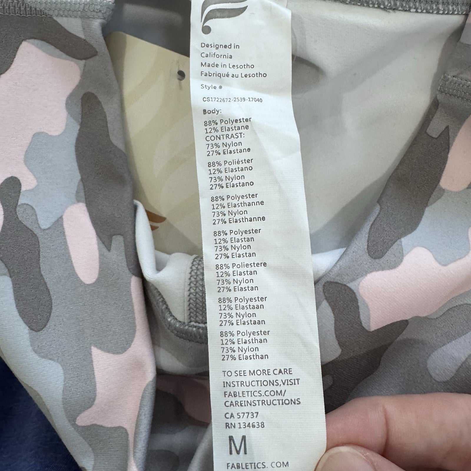 NWT Fabletics Mila Pocket Capri Leggings Camo Pink Gray M PowerHold