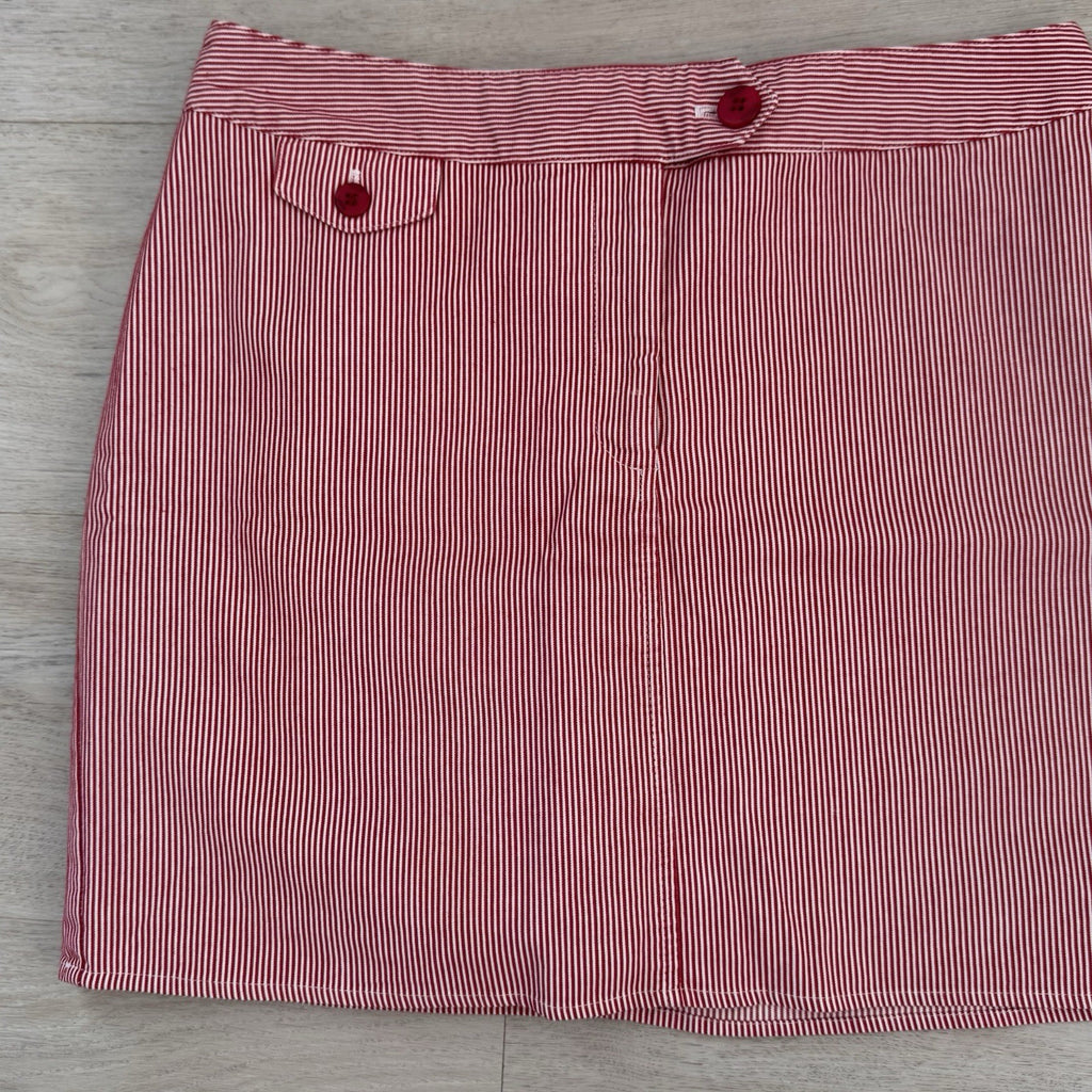 Women’s Briggs New York Red White Striped Skirt Sz 10 Cotton Stretch