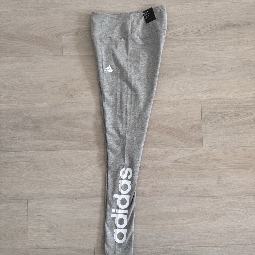 Adidas XS High Rise Leggings Gray Tight Fit Logo NWT