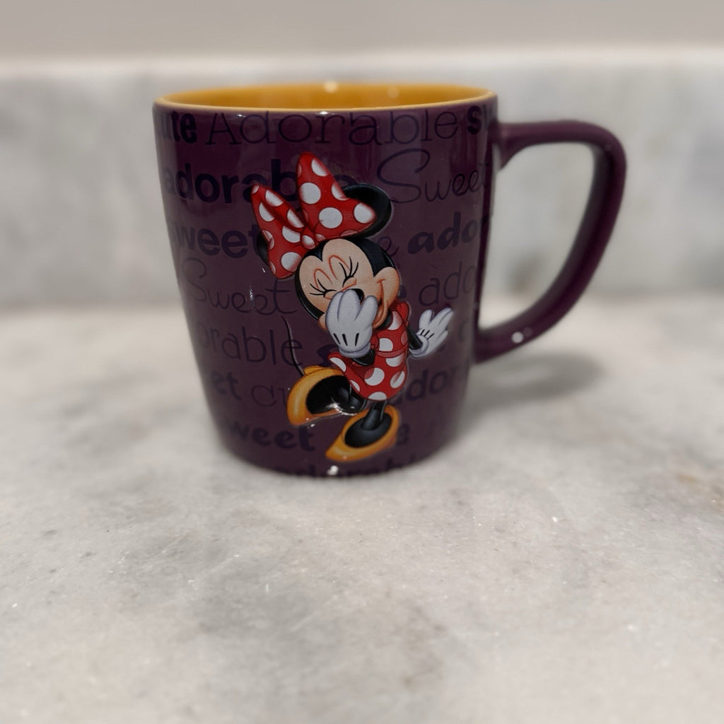 Disney Parks Minnie Mouse Purple Yellow Coffee Mug Cute Sweet Adorable Cup