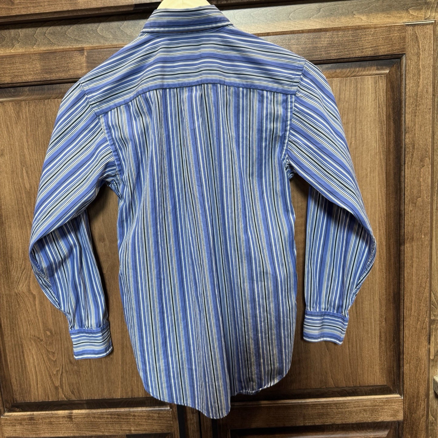 Ralph Lauren Boys Blue Striped Long Sleeve Preppy Button Down Shirt Medium 10/12