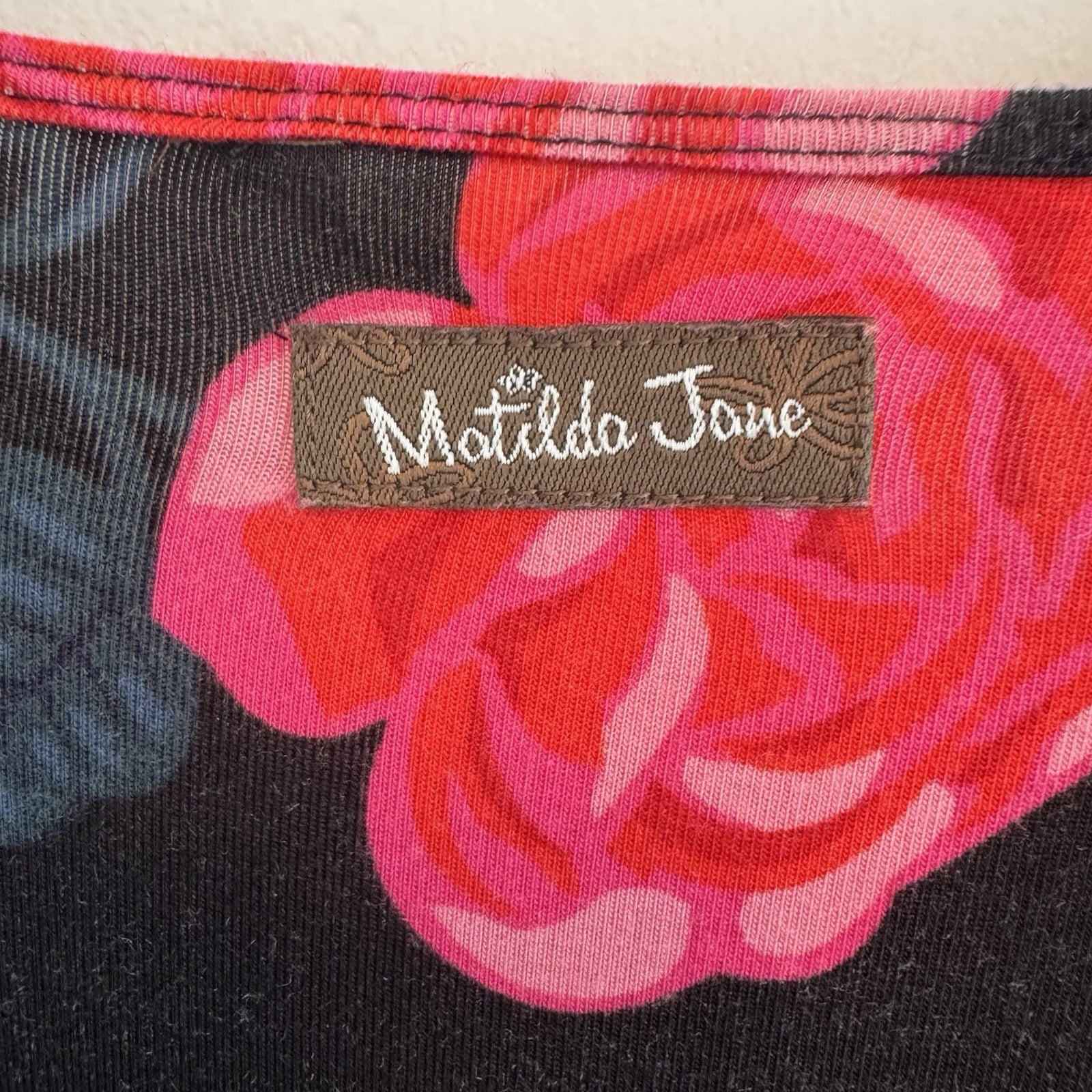Matilda Jane XS Black Floral Babydoll Tunic Dress Mesh Roses Modal Jersey Soft