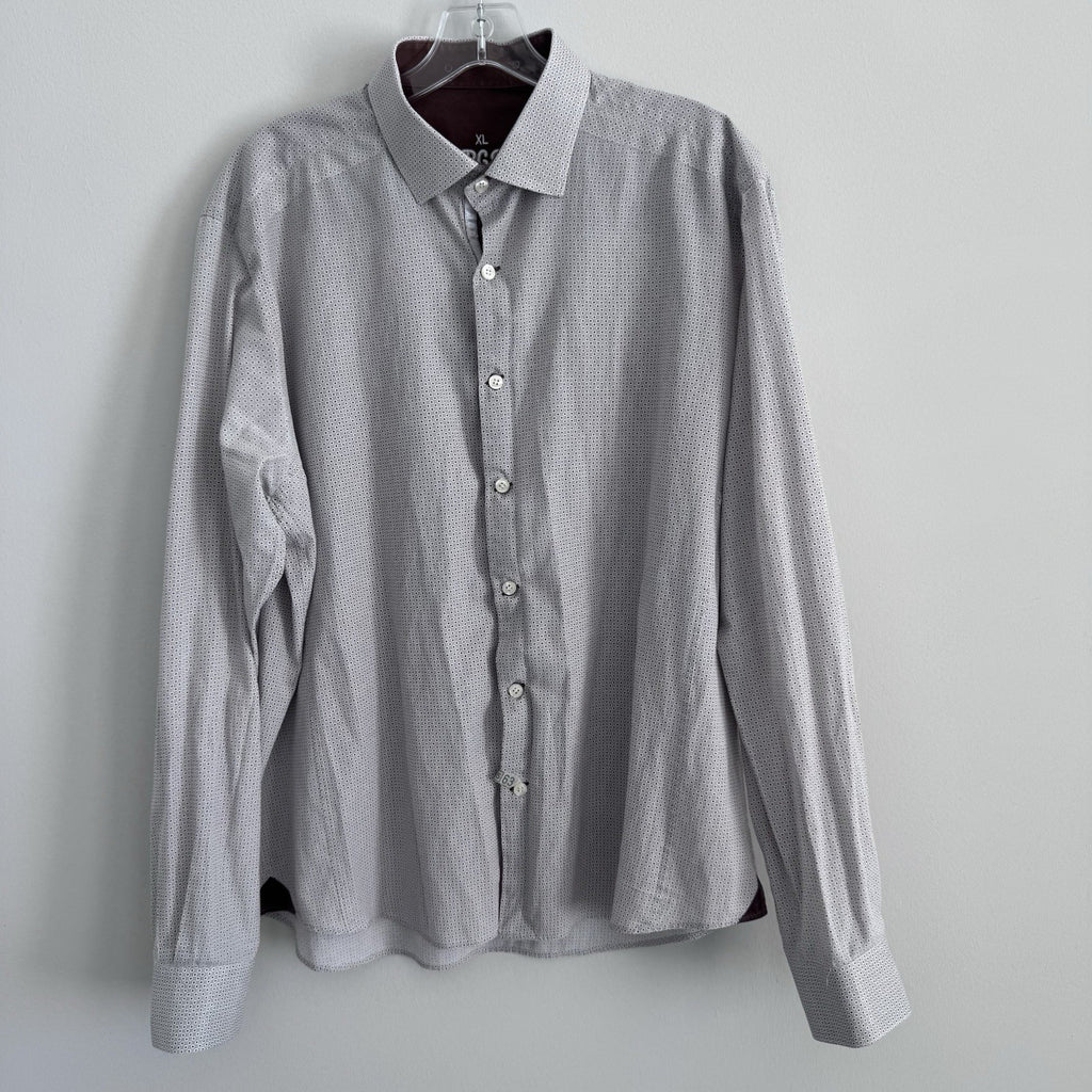 RGB Black Label XL White Micro Dot Shirt Contrast Trim 100% Cotton